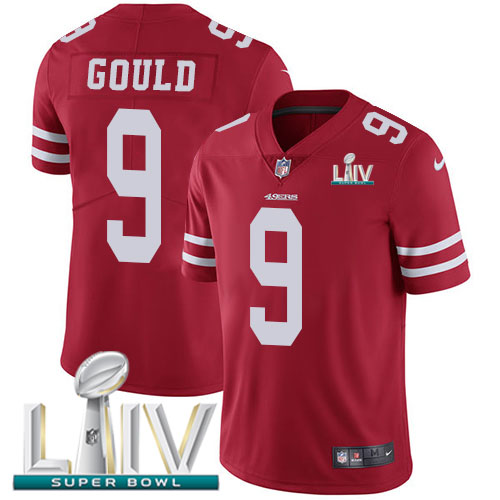 San Francisco 49ers Nike #9 Robbie Gould Red Super Bowl LIV 2020 Team Color Youth Stitched NFL Vapor Untouchable Limited Jersey